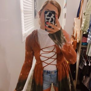 Earthbound Earthy Toned Lace Up Tunic